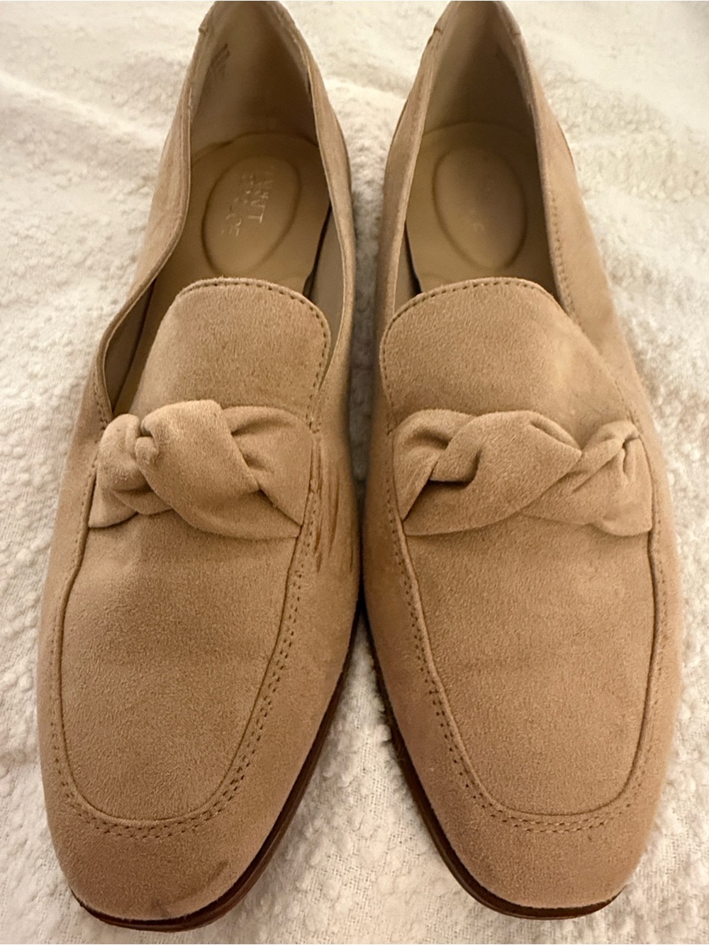 Market & Spruce Suede Braided Detail Loafers in Beige